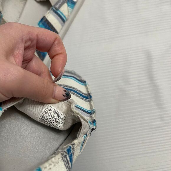 Sanuk You Got My Back Blanket Blue Striped Slides Surfer Shoes Size 9 - Picture 7 of 8